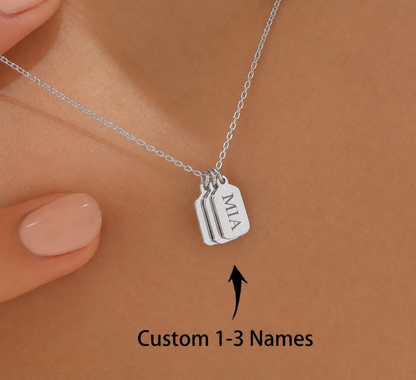 Personalized 1-3 Names Bar Tag Necklace