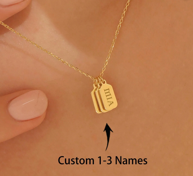 Personalized 1-3 Names Bar Tag Necklace