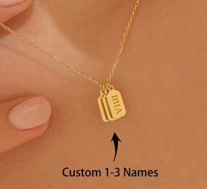 Personalized 1-3 Names Bar Tag Necklace