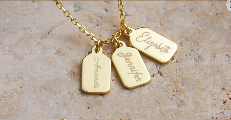 Personalized 1-3 Names Bar Tag Necklace