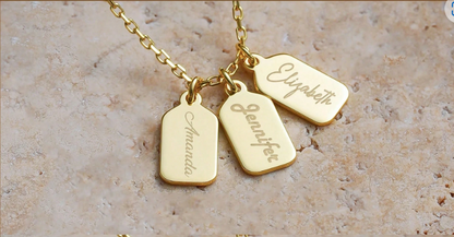 Personalized 1-3 Names Bar Tag Necklace