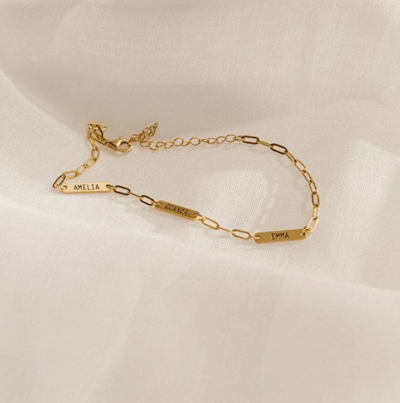 Custom Mini 3 Name Bar Bracelet